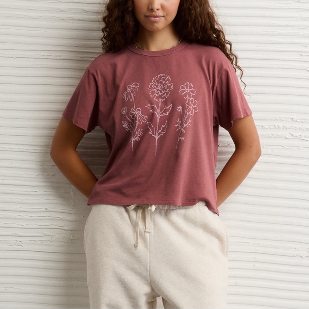 AE Crop Tee in Red Size Medium